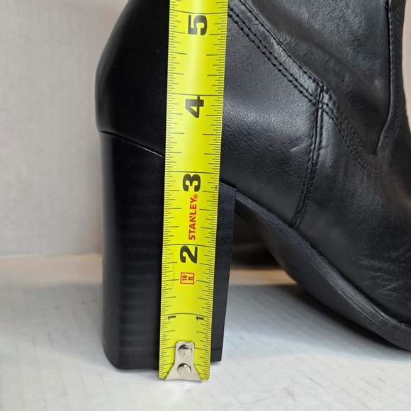 MANGO MNG NEW Black Leather Block Heel Ankle Boots Size 40 US 9.5 - Picture 5 of 10